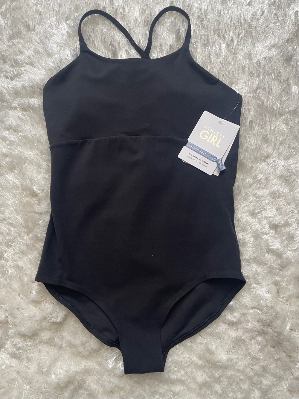 Athleta Girl Black Got Your Back Leotard with Cross Back Straps